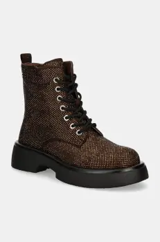 GOE botine femei, culoarea maro, cu toc plat, MM2N4044 BROWN imagine