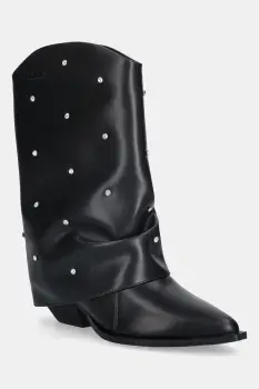 GOE ghete de piele culoarea negru, cu toc drept, SS2N4217 BLACK imagine