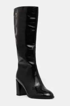 GOE ghete de piele femei, culoarea negru, cu toc drept, izolare usoara, OO2N4408 BLACK imagine