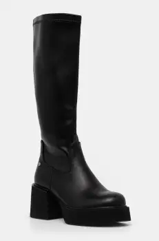 GOE ghete de piele femei, culoarea negru, cu toc drept, OO2N4407 BLACK imagine