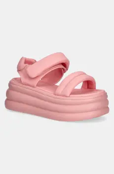 GOE sandale de piele femei, culoarea roz, cu platforma, RR2N4119 imagine