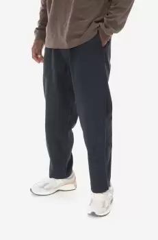 Gramicci pantaloni de bumbac Loose Tapered Pant culoarea albastru marin, lat, medium waist G103.OGT-cream imagine