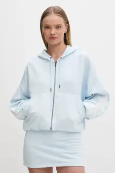 Guess Jeans hanorac cu fermoar si gluga pentru femei, din bumbac imagine