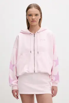 Guess Jeans hanorac cu fermoar si gluga pentru femei, din bumbac imagine