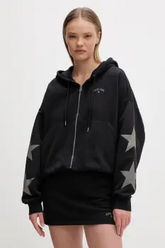 Guess Jeans hanorac cu fermoar si gluga pentru femei, din bumbac imagine