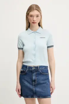 Guess Jeans tricou polo din amestec de lana imagine
