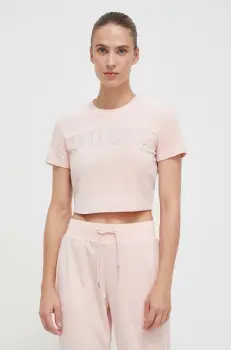 Guess tricou din velur COUTURE imagine