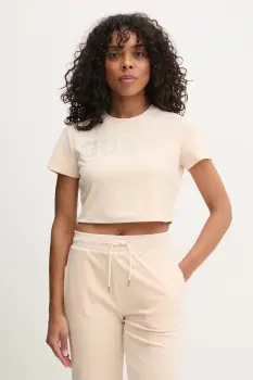 Guess tricou din velur COUTURE imagine