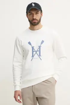 Hackett London hanorac de bumbac barbati, culoarea alb, cu imprimeu, HM581350 imagine