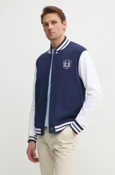 Hackett London hanorac de bumbac barbati, culoarea albastru marin, cu imprimeu, HM581349 imagine