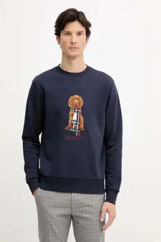 Hackett London hanorac de bumbac culoarea bleumarin, cu imprimeu, HM5800015 imagine