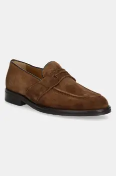 Hackett London mocasini din piele intoarsa COLLIN HALL barbati, culoarea maro, HMS21468 imagine