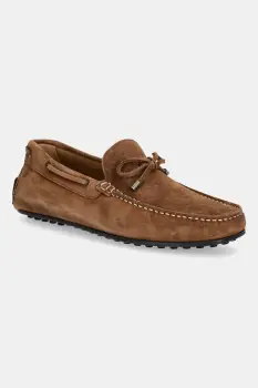Hackett London mocasini din piele intoarsa DRIVER LACE culoarea maro, HMS21484 imagine