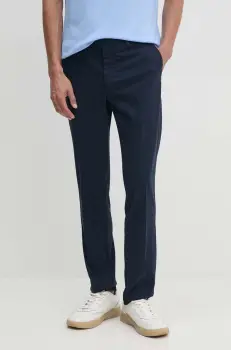 Hackett London pantaloni barbati, culoarea albastru marin, drept, HM212487R imagine