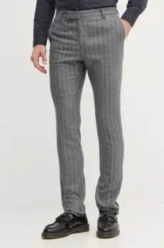 Hackett London pantaloni de lana culoarea gri, mulata, HM470562R imagine