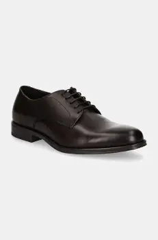 Hackett London pantofi de piele DUKE MASTER barbati, culoarea maro, HMS21407 imagine