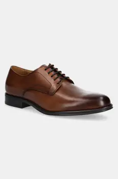 Hackett London pantofi de piele DUKE MASTER barbati, culoarea maro, HMS21407 imagine