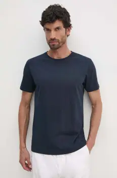 Hackett London tricou din bumbac barbati, culoarea albastru marin, neted, HM500775 imagine