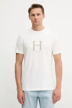 Hackett London tricou din bumbac culoarea bej, cu imprimeu, HM5000002 imagine