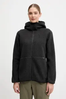 Haglofs hanorac fleece Funas culoarea negru, cu gluga, uni, 607818 imagine