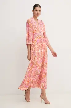 Hale BOB rochie din amestec de matase Abby culoarea portocaliu, maxi, evazati, 4YYU672A imagine