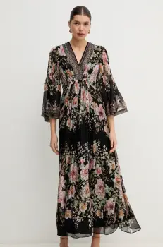 Hale BOB rochie din amestec de matase Alanna culoarea negru, maxi, evazati, 4YPR652A imagine