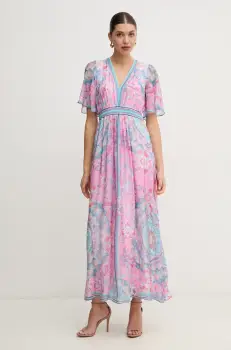 Hale BOB rochie din amestec de matase Jaliyah culoarea roz, maxi, evazati, 4ZCA610M imagine