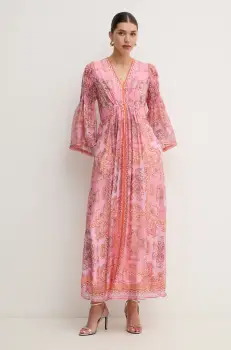 Hale BOB rochie din amestec de matase Mara culoarea roz, maxi, evazati, 4YAS616A imagine