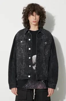 Han Kjobenhavn geaca din denim barbati, culoarea negru, de tranzitie imagine