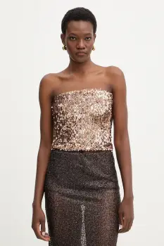 Haveone bluza culoarea maro, uni, RMA-P054 imagine