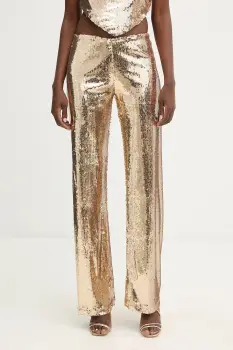 Haveone pantaloni culoarea auriu, lat, high waist, PGE-P259 imagine