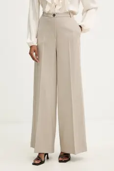 Haveone pantaloni culoarea bej, lat, high waist, PGE-P065 imagine