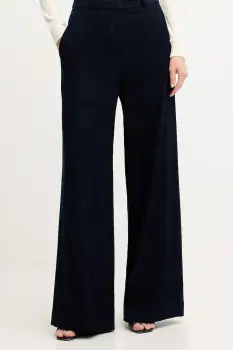 Haveone pantaloni culoarea bleumarin, lat, high waist, PCB-P033 imagine