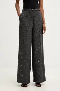 Haveone pantaloni culoarea gri, lat, high waist, PGE-P065 imagine