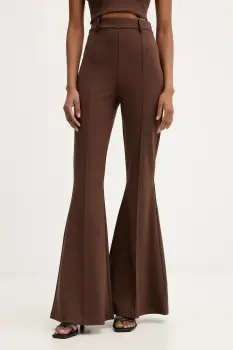 Haveone pantaloni culoarea maro, evazati, high waist, PMI-P074 imagine