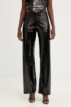 Haveone pantaloni culoarea negru, lat, high waist, PGE-P259 imagine