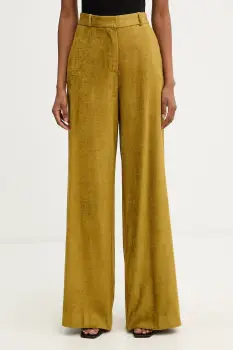 Haveone pantaloni culoarea verde, lat, high waist, PCB-P033 imagine