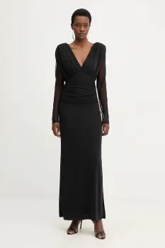 Haveone rochie culoarea negru, maxi, mulata, AMI-P055 imagine