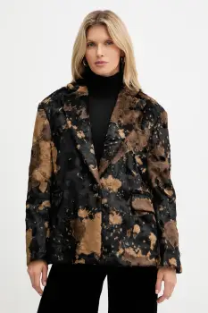 Haveone sacou culoarea maro, oversize, cu imprimeu, JCB-P019 imagine