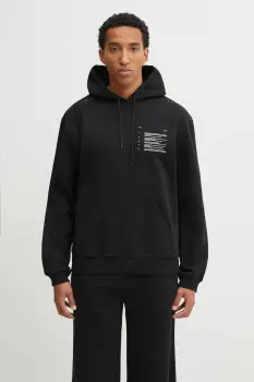 Heliot Emil hanorac de bumbac culoarea negru, cu gluga, cu imprimeu, AW25_M_08_087_BLK01 imagine