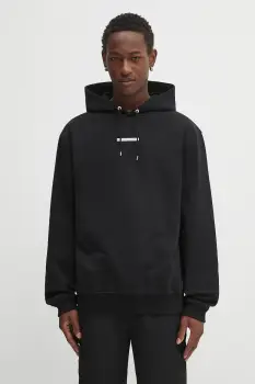 Heliot Emil hanorac de bumbac culoarea negru, cu gluga, uni, PREAW25_M_08_077_BLK01 imagine