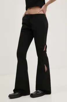 Heliot Emil pantaloni femei, culoarea negru, evazati, high waist, PRESS25_W_10_191_BLK01 imagine