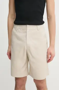 Heliot Emil pantaloni scurti din bumbac culoarea bej, PRESS25_M_10_186_ST18 imagine