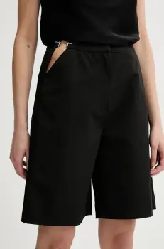 Heliot Emil pantaloni scurti femei, culoarea negru, uni, high waist, SS25_W_10_200_BLK01 imagine