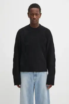 Heliot Emil pulover de lana culoarea negru, PREAW25_M_07_063_BLK01_CO imagine