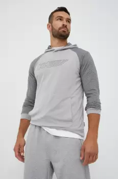 Helly Hansen bluza barbati, culoarea gri, cu gluga, modelator imagine