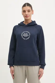 Helly Hansen bluza femei, culoarea albastru marin, cu gluga, cu imprimeu, 54239 imagine