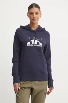 Helly Hansen bluza NORD GRAPHIC femei, culoarea albastru marin, cu gluga, cu imprimeu, 62981 imagine