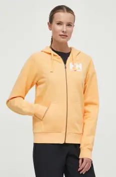 Helly Hansen hanorac de bumbac femei, culoarea galben, cu gluga, melanj, 34461 imagine