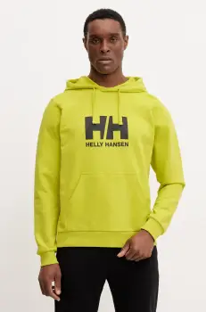 Helly Hansen hanorac de bumbac HH LOGO barbati, culoarea galben, cu gluga, cu imprimeu, 30394 imagine